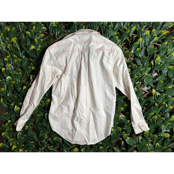 Brooks Brothers 100% Cotton White Pink Striped Button Up Longsleeve Sz 2 - Picture 2 of 8